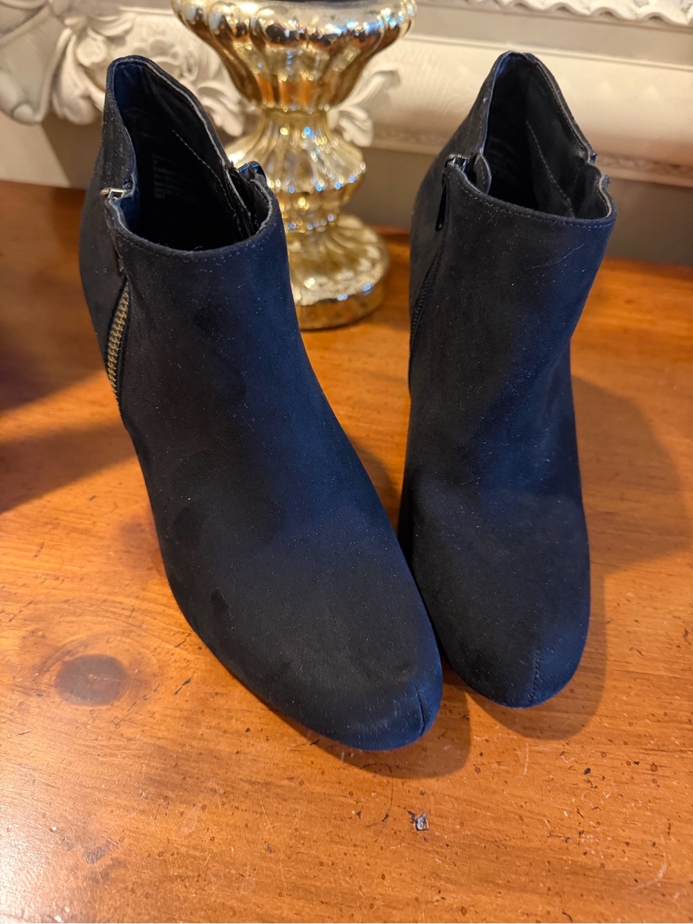 Madden Girl Black Suede-Look Ankle Booties with Side Zip Accent